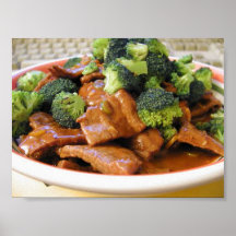 Dîner de nourriture de brocoli de boeuf de Szechwa Posters