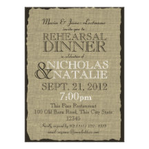 Dîner de répétition de regard de toile de jute faire-part personnalisé