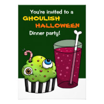 Dîner horrible de Halloween Invitations