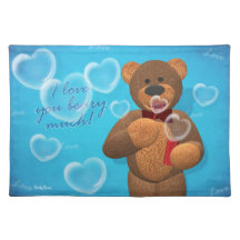 Dinky Bear Blowing Heart Bubbles Placemats