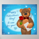 Dinky Bear with Rose Posters