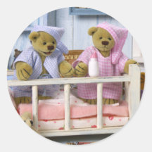 Dinky Bears Bedtime Round Stickers