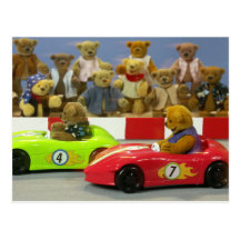 Dinky Bears Car Racing Post Cards