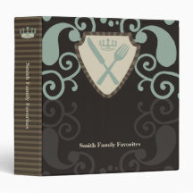 Dinner fork knife shield recipe cookbook binder