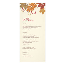 Dinner Menu Card | Autumn Falling Leaves Custom Invitation