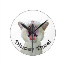 Dinner time cat wall clock without numbers