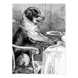 Dinner Time Vintage Dog Illustration Postcard