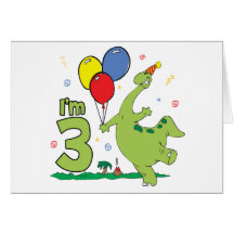Dino 3rd Birthday Invitation Cards