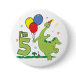 Dino 5th Birthday Button
