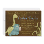 dino birthday party fun cute sweet brown green personalized invitations