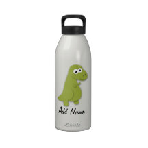 Dino Trex Illustration Custom Name Bottle Water Bottle