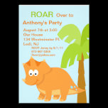 DINOmite Orange Dinosaur Kids Birthday Invitation invitations