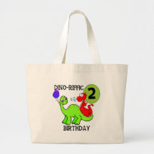Dinosaur 2nd Birthday T-shirts and Gifts Canvas Bags