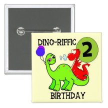 Dinosaur 2nd Birthday T-shirts and Gifts Pinback Button