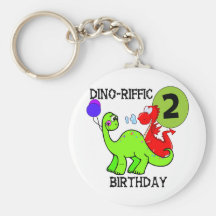 Dinosaur 2nd Birthday T-shirts and Gifts Key Chains