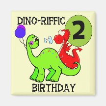 Dinosaur 2nd Birthday T-shirts and Gifts Fridge Magnets