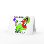 Dinosaur 4th Birthday Tshirts and Gifts Greeting Card