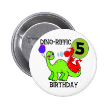 Dinosaur 5th Birthday T-shirts and Gifts Button