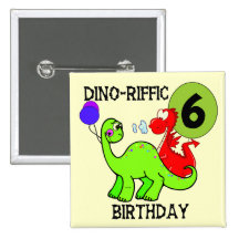 Dinosaur 6th Birthday T-shirts and Gifts Buttons