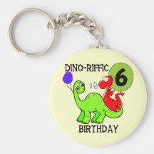 Dinosaur 6th Birthday T-shirts and Gifts Keychains