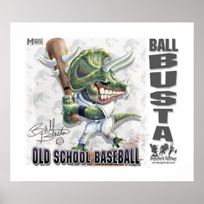 Dinosaur Ball Busta baseball Print by mudgestudios