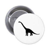 Dinosaur Brontosaurus Black and White Pinback Button