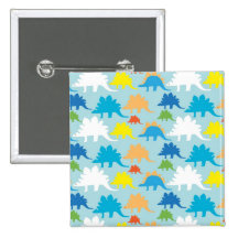 Dinosaur Designs Blue Orange Yellow Red Dinosaurs Pinback Buttons