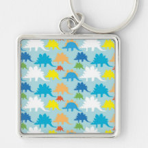 Dinosaur Designs Blue Orange Yellow Red Dinosaurs Key Chain
