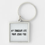 Dinosaur Eats Jesus Fish Key Chain
