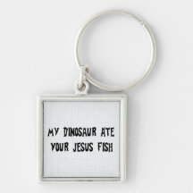 Dinosaur Eats Jesus Fish Key Chain