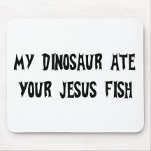 Dinosaur Eats Jesus Fish Mousepad