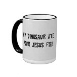 Dinosaur Eats Jesus Fish Mugs