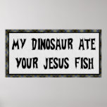 Dinosaur Eats Jesus Fish Poster