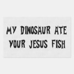 Dinosaur Eats Jesus Fish Rectangular Sticker
