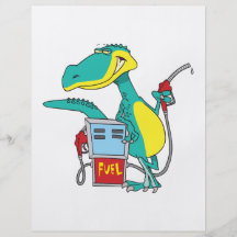 dinosaur gas pump fossil fuel cartoon custom flyer