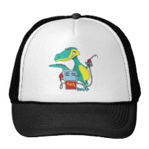 dinosaur gas pump fossil fuel cartoon mesh hat