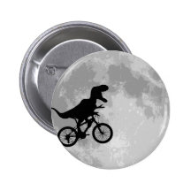 Dinosaur on a Bike In Sky With Moon Fun Pins