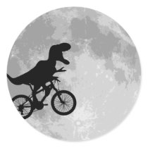 Dinosaur on a Bike In Sky With Moon