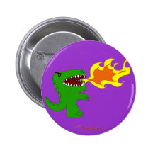 Dinosaur or Dragon Art by little t and Rene Lopez Buttons