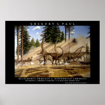 Dinosaur Poster Diplodocus Allosaurus Greg Paul