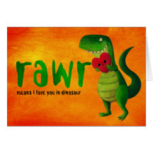 Dinosaure romantique de RAWR T-rex Cartes De Vœux