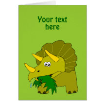 Dinosaure vert mignon de bande dessinée de Tricera Carte De Vœux