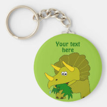 Dinosaure vert mignon de bande dessinée de Tricera Porte-clés