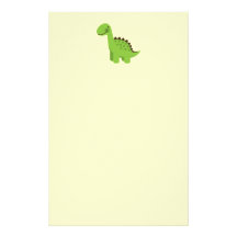 Dinosaure vert mignon papier à lettre customisé