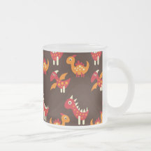 Dinosaures pointus rouges et oranges de Brown fonc Tasse