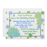dinosaurs, blue and green, birthday, boy, spots invitations