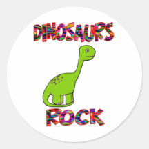 Dinosaurs Rock Round Stickers