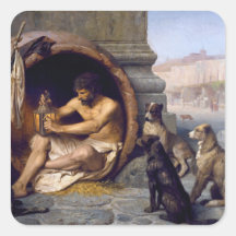 Diogène a entouré par des chiens - par Jean Léon G Autocollants Carrés