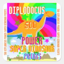 Diplodocus Power Super Dinosaur 500 Points Square Sticker