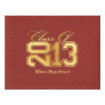 Diploma Themed Red & Gold Class of 2013 Graduation Personalized Invitations